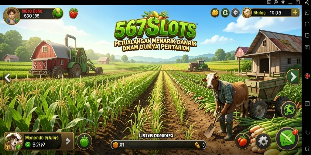 Tangkapan layar utama 567SLOTS menunjukkan aktivitas pertanian yang seru dan interaktif.