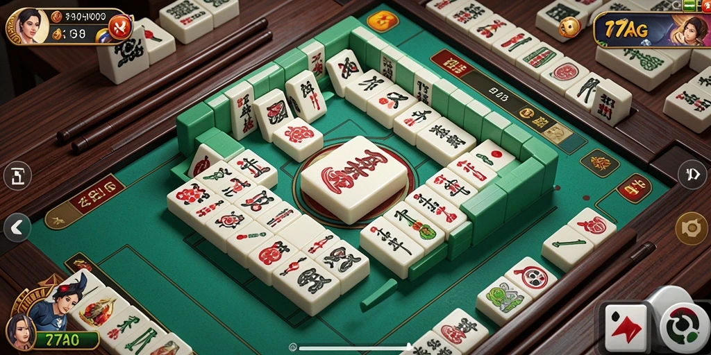 Screenshot gameplay Mahjong 77AG menampilkan keseruan bermain.
