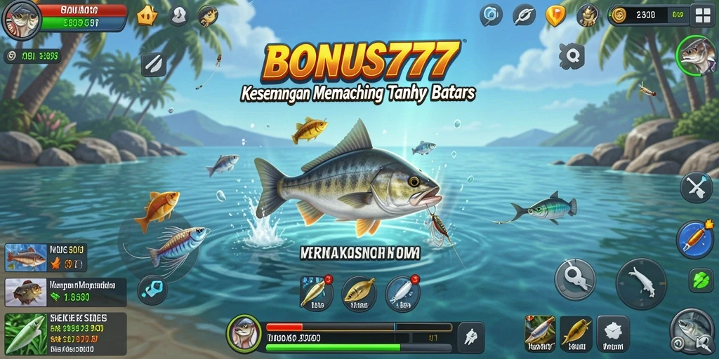 Menampilkan gameplay seru memancing dengan berbagai alat dan lokasi.