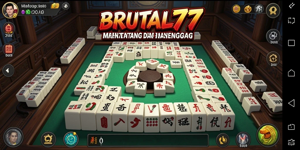 Tampilan gameplay seru dari BRUTAL77 dengan desain ubin Mahjong.
