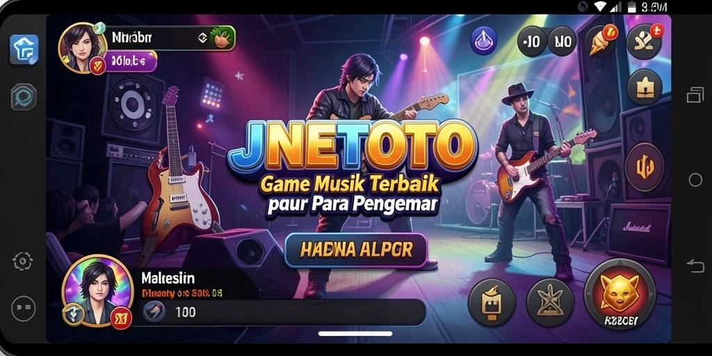 Tangkapan layar gameplay JNETOTO yang menunjukkan keseruan bermain musik.