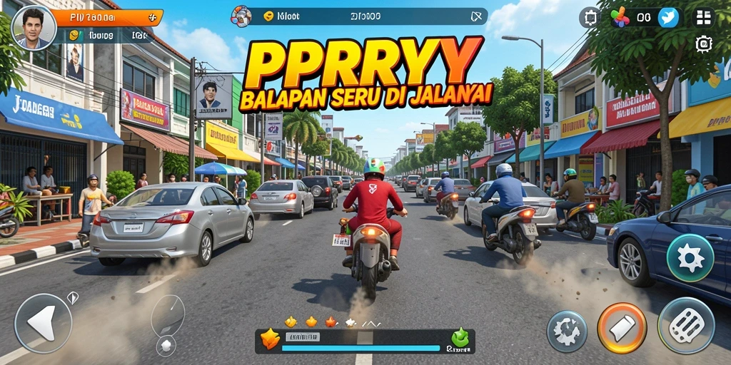 Screenshot gameplay PPRRYY yang menampilkan aksi balapan seru.
